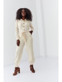 Knitted jumpsuit with loose legs, light beige 0837 - Online store - Boutique